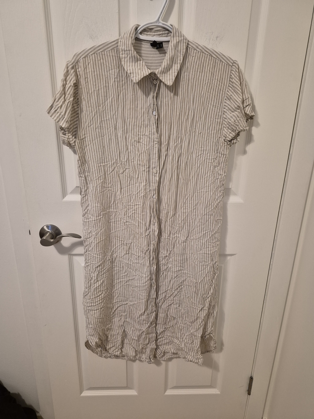 Vero Moda Cream & Taupe Striped Mini Shirt Dress